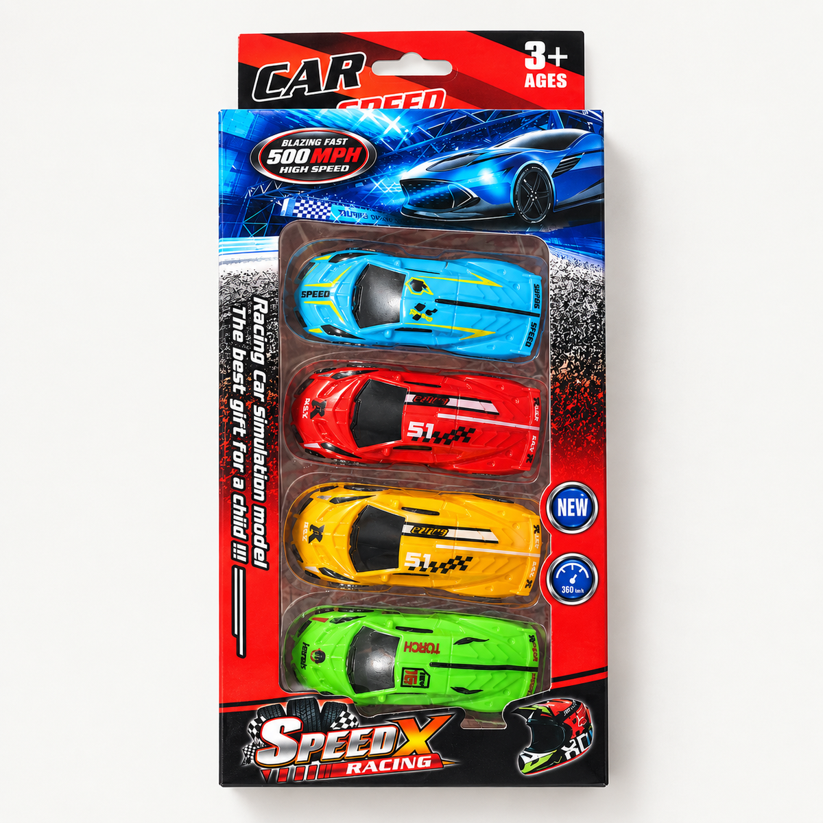 4-Piece Speed X Supercar Racing Toy Set