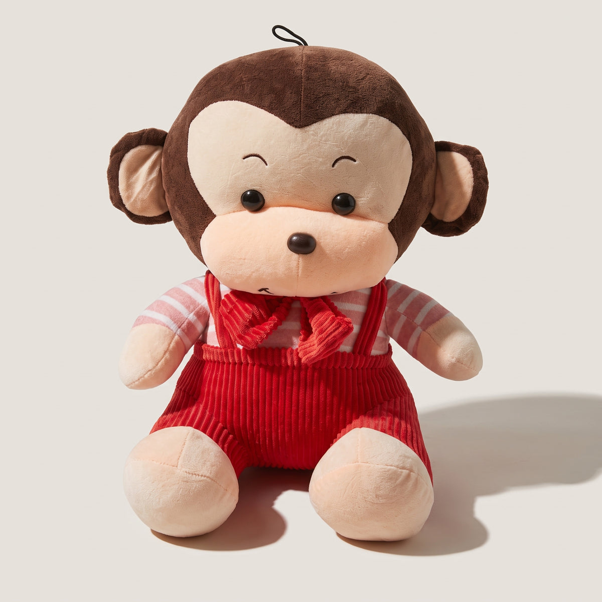 Plush Sitting Monkey Toy – Soft Monkey with Striped Shirt & Overalls ( 18 INCH )