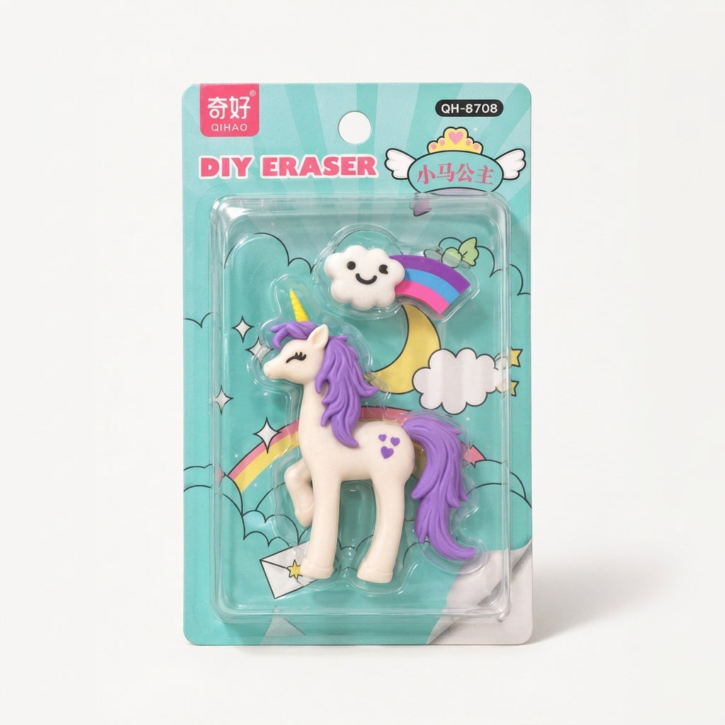 Unicorn Princess DIY Eraser Set – Cute Rainbow Cloud Design