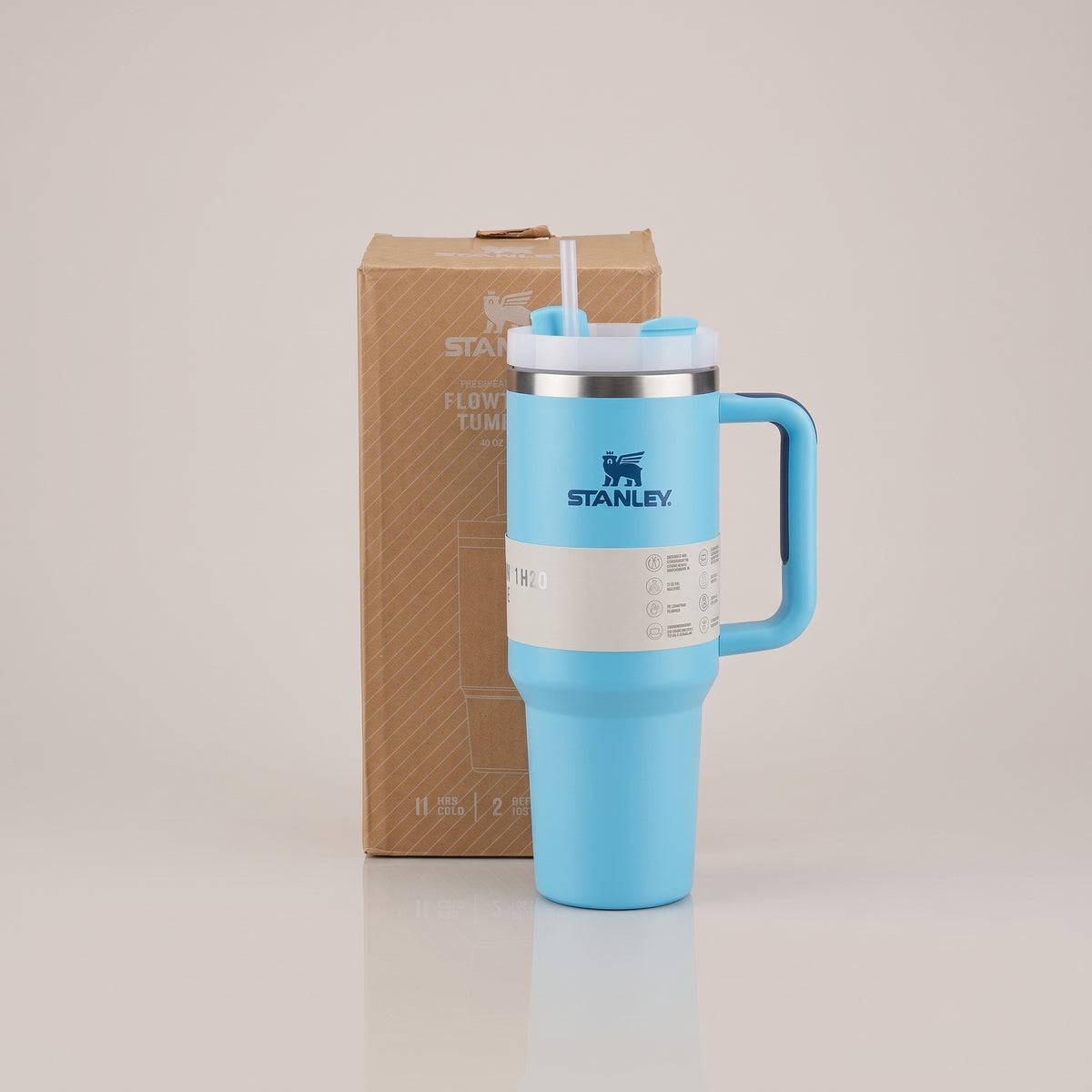 Insulated Tumbler with Handle & Plastic Straw