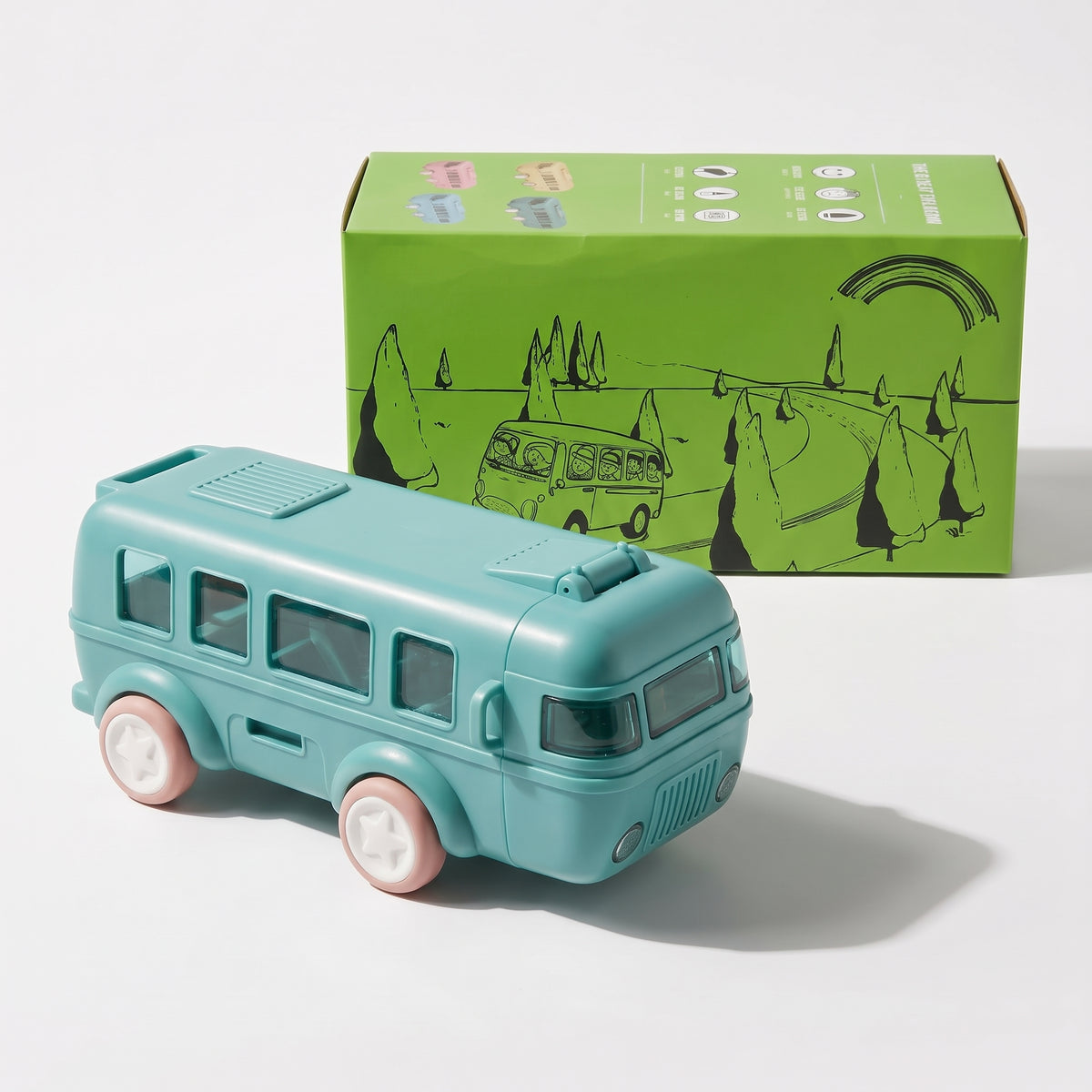 Cute Kids Bus Shape Water Bottle with Adjustable Strap