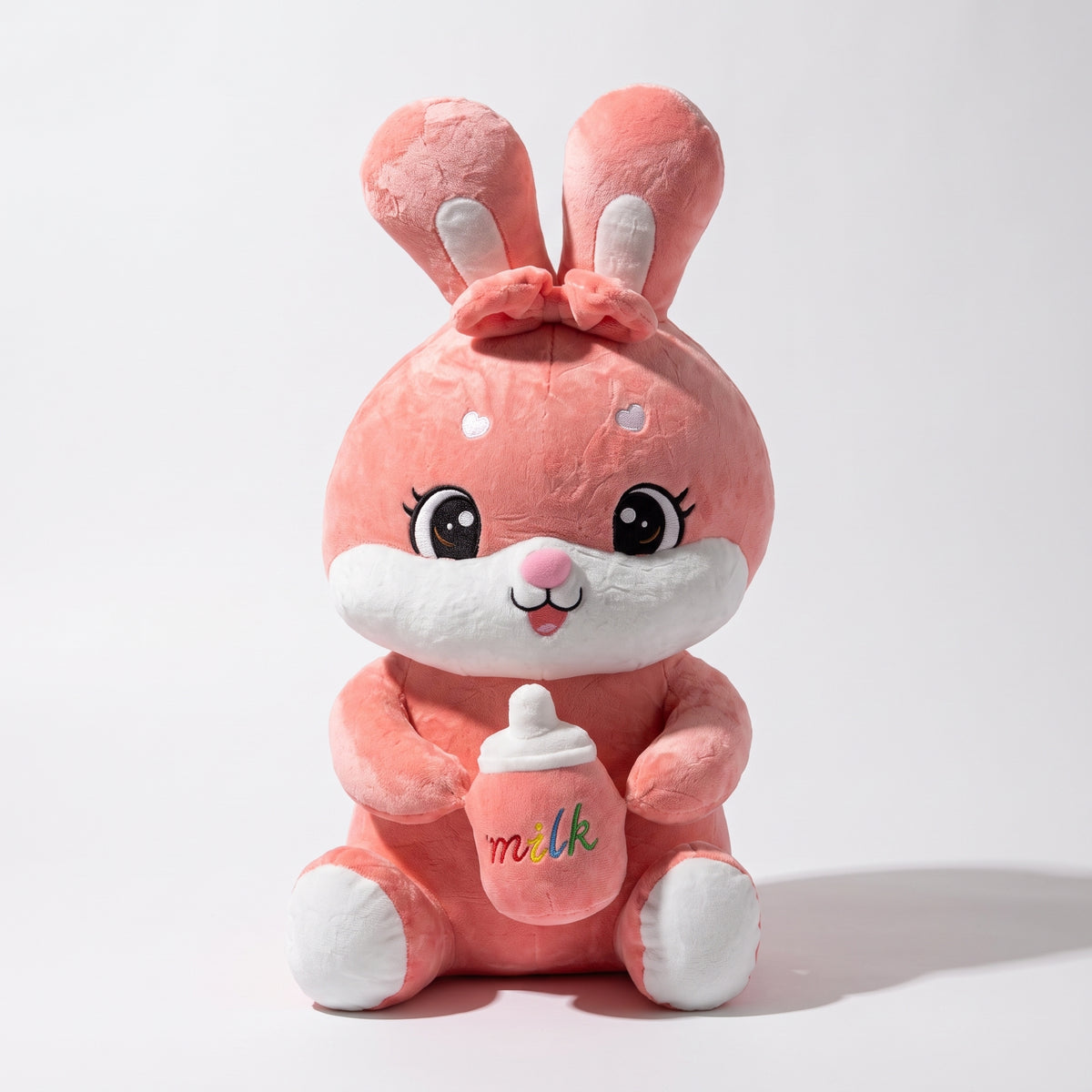 Plush Sitting Bunny Toy – Soft Bunny with Milk Bottle & Bow ( 19 INCH )