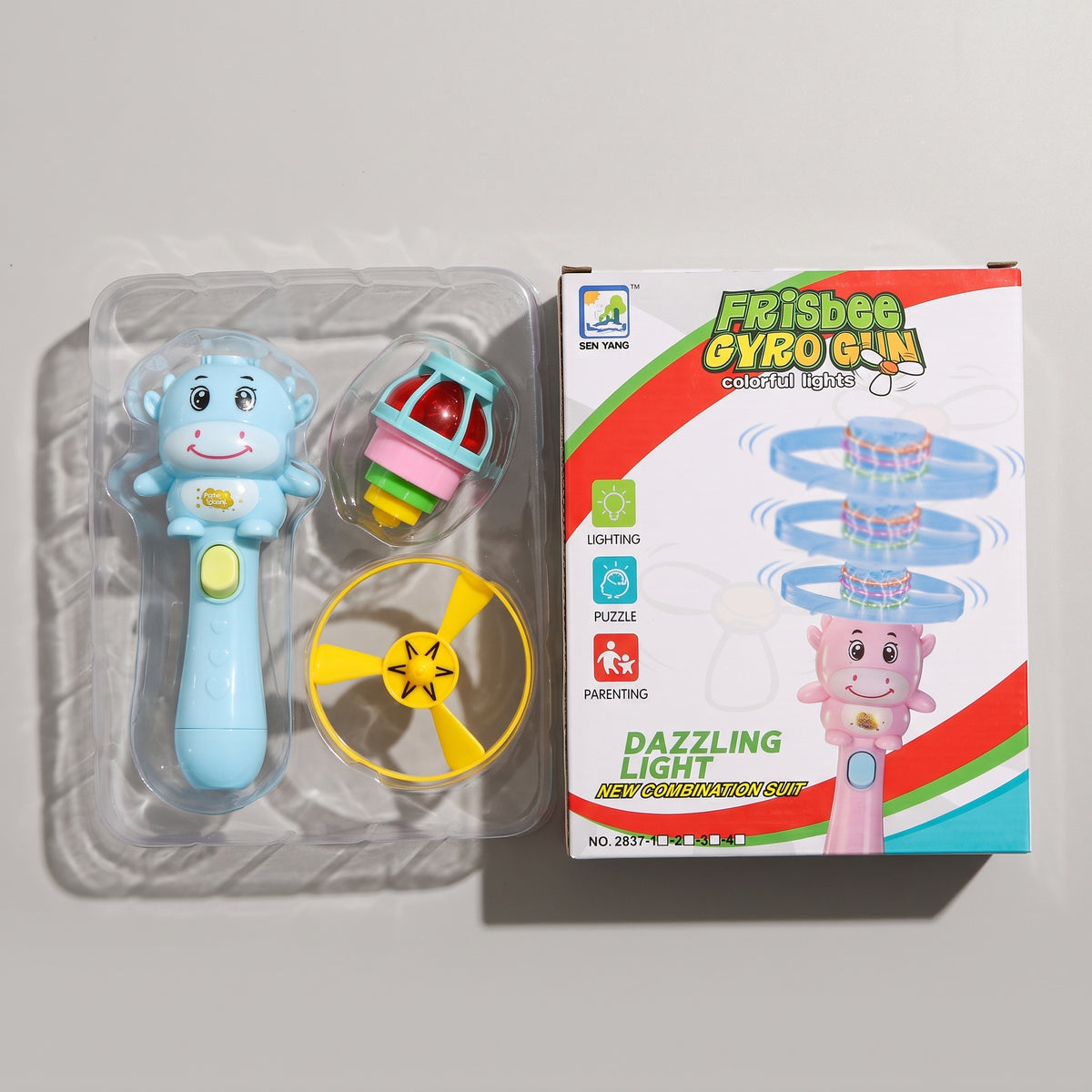 Happy Cow Frisbee Gyro Gun – Light-Up Flying Disc Launcher Toy