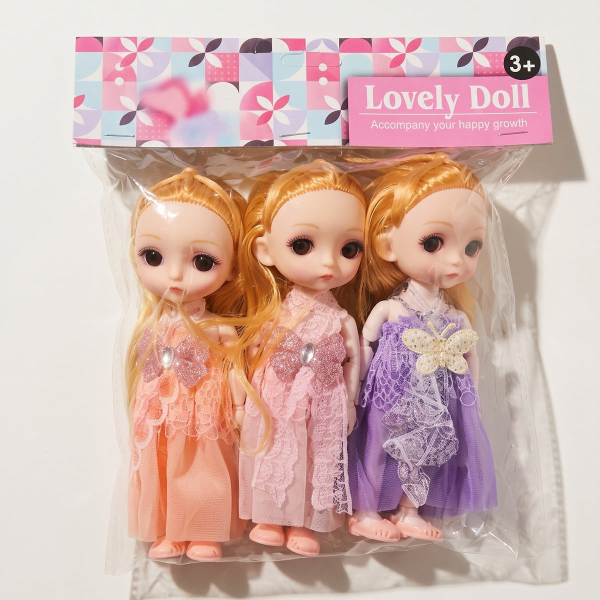 Lovely Doll Set – 3 Fashion Dolls with Lace Dresses
