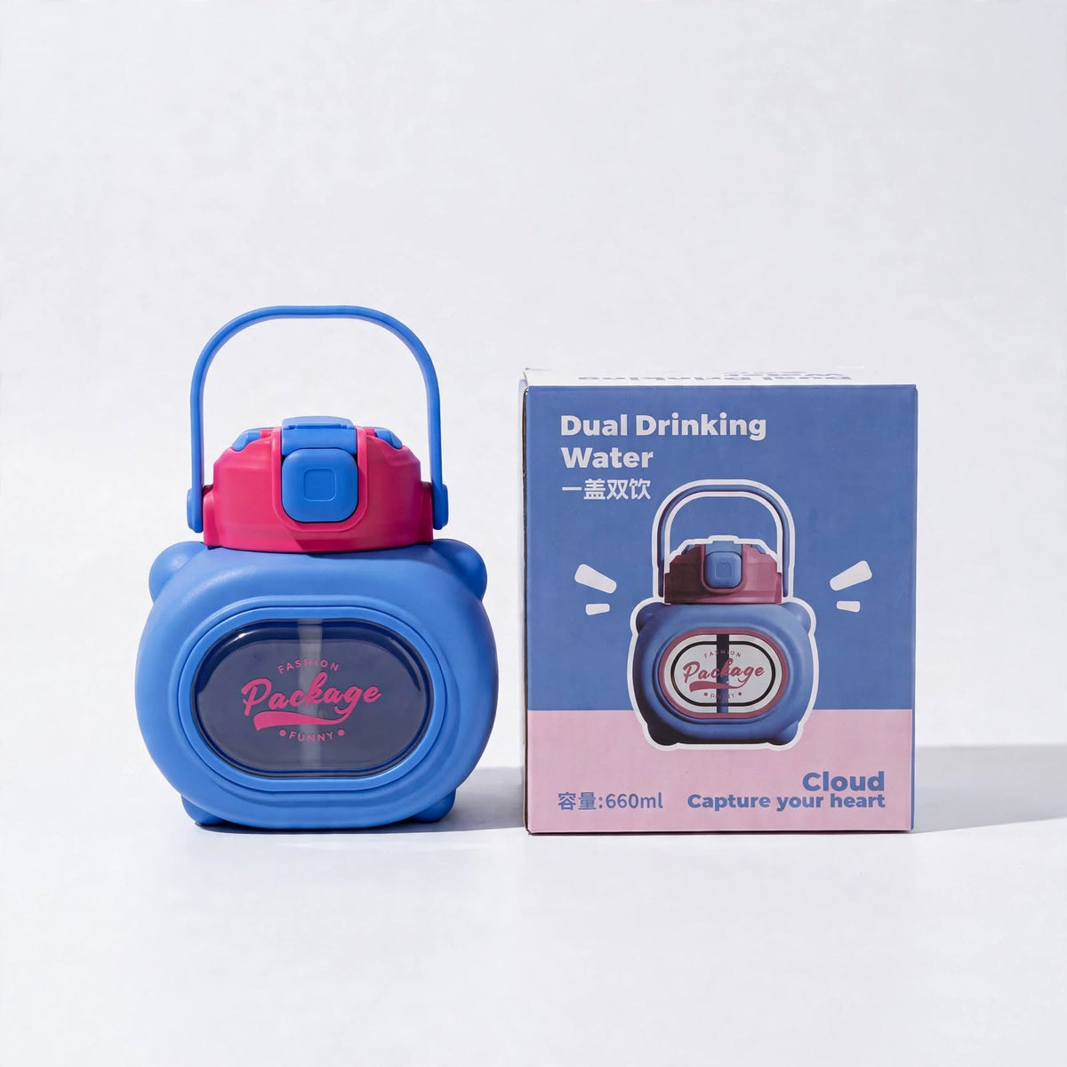 "Fashion Package Funny" Bear-Shaped Dual Drinking Water Bottle – 660ml