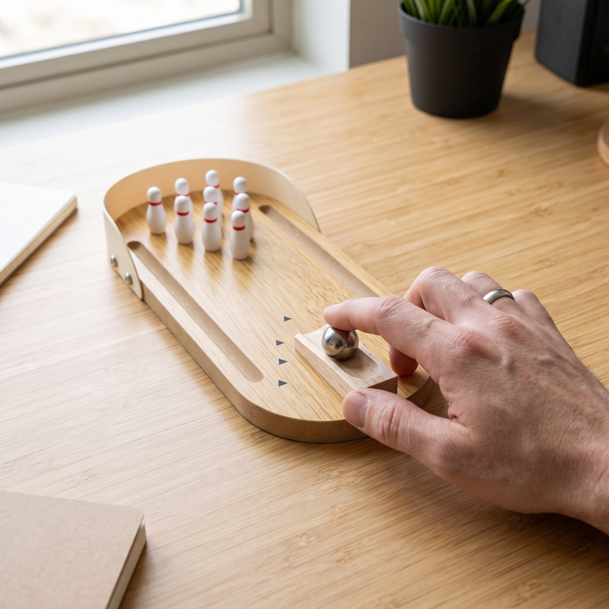 Wooden Desktop Bowling Game – Mini Tabletop Bowling Set