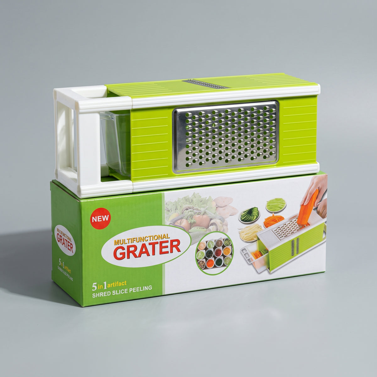 Multifunctional 5-in-1 Grater – Shred, Slice & Peel Set
