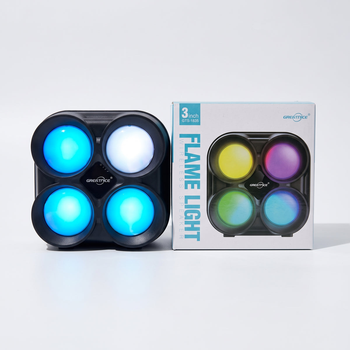 GREATNICE 3-Inch Portable Wireless Speaker with Flame Light