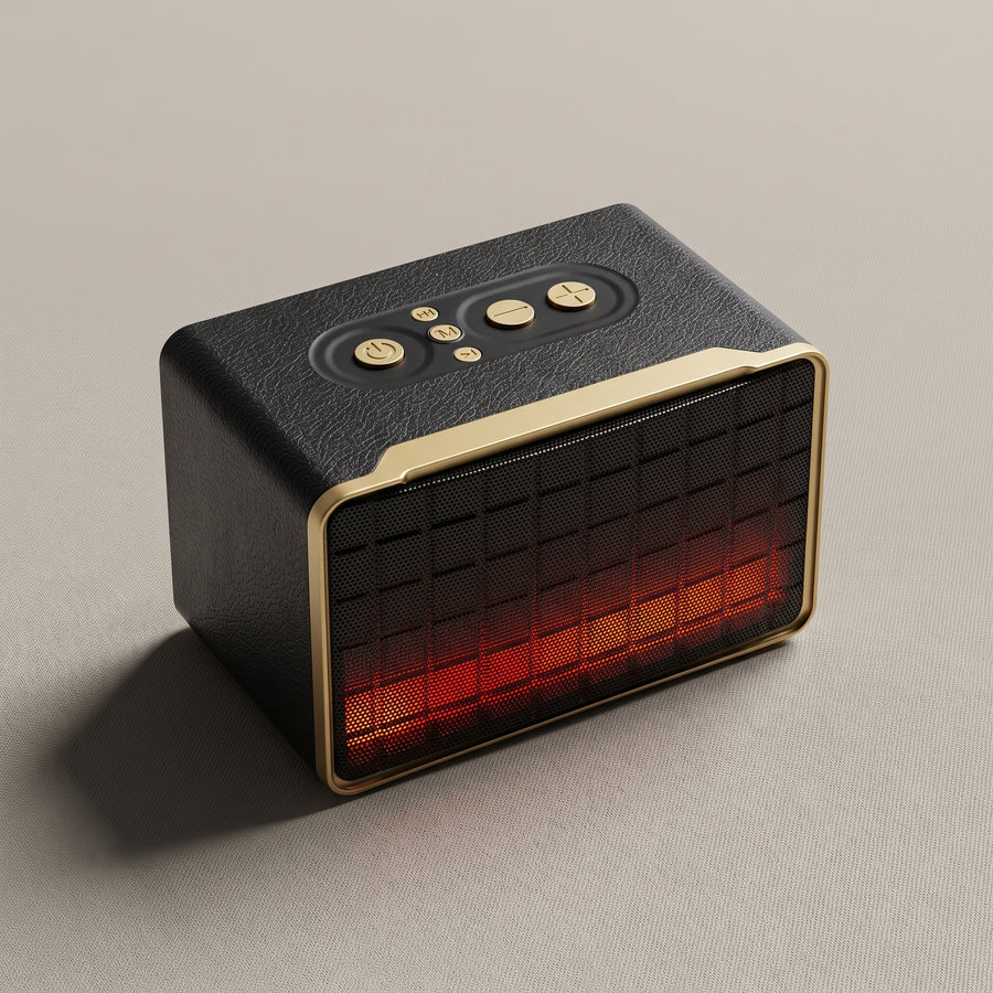 Premium Textured Bluetooth Speaker – LED VU Meter, USB, AUX, TF Card