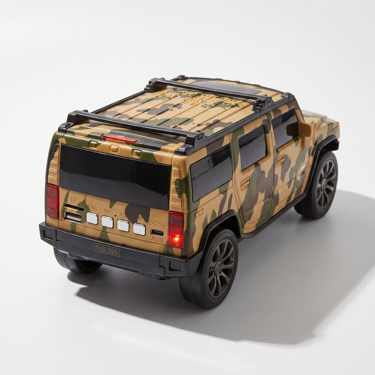 WSTER Hummer Bluetooth Speaker – Camouflage SUV Design, LED Lights, USB & TF Card