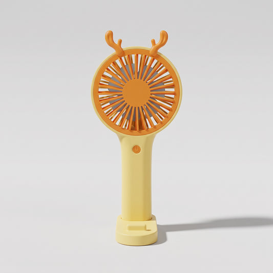 Portable Handheld Deer Antler Mini Fan with Desk Base