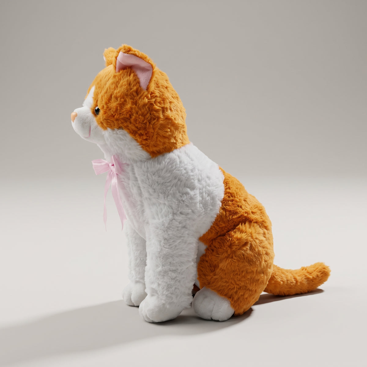 Plush Sitting Cat Stuffed Toy – Soft Kitten with Bow & Gem Accent
