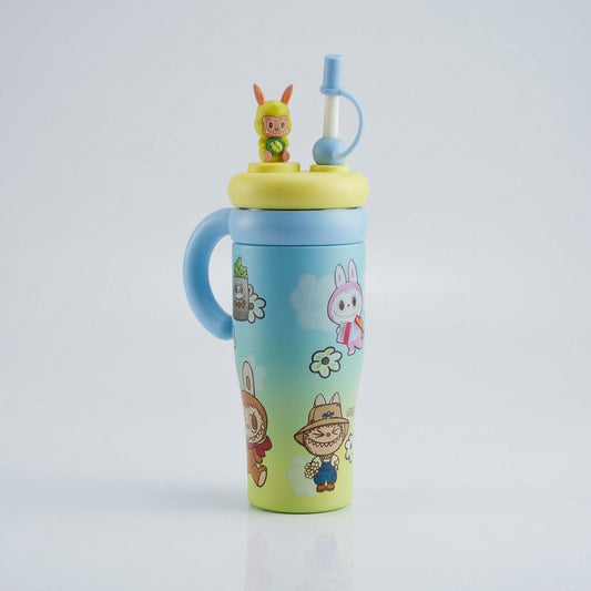 LABUBU & Friends Cartoon Tumbler with Straw & Handle