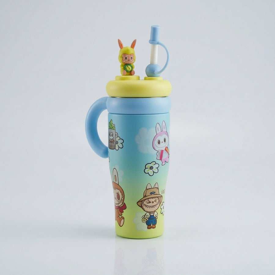 LABUBU & Friends Cartoon Tumbler with Straw & Handle