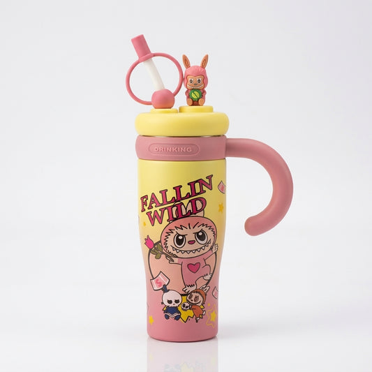 "Fallin Wild" Cartoon Tumbler with Straw & Handle – 850ml