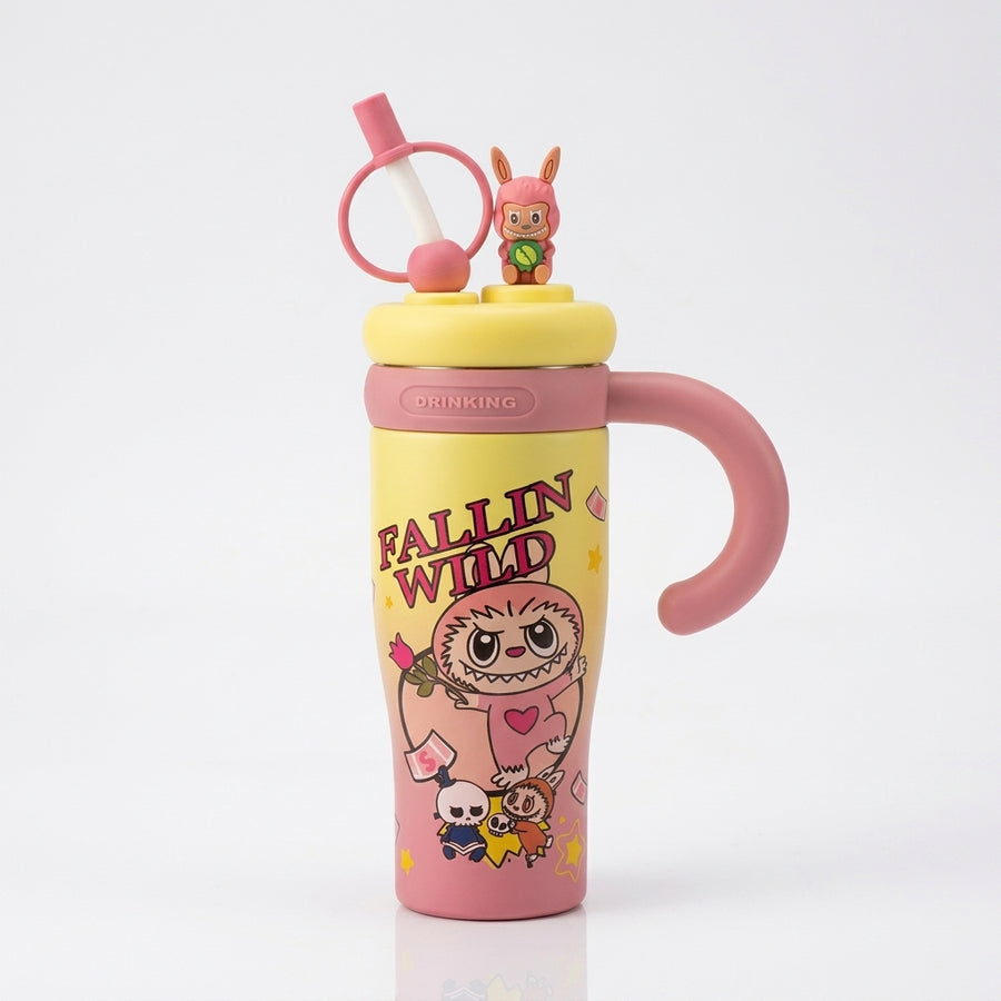 "Fallin Wild" Cartoon Tumbler with Straw & Handle – 850ml