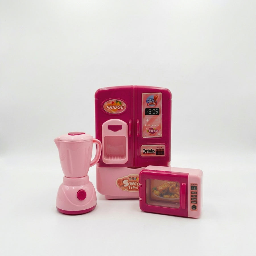 Mini Kitchen Appliance Playset – Fridge, Microwave & Blender Toy Set