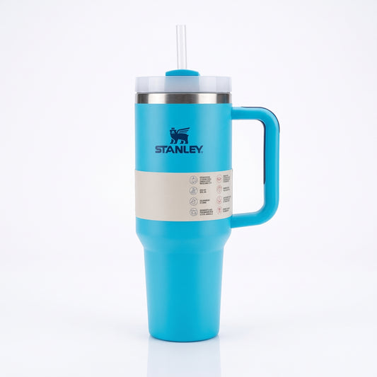 Insulated Tumbler with Handle & Plastic Straw