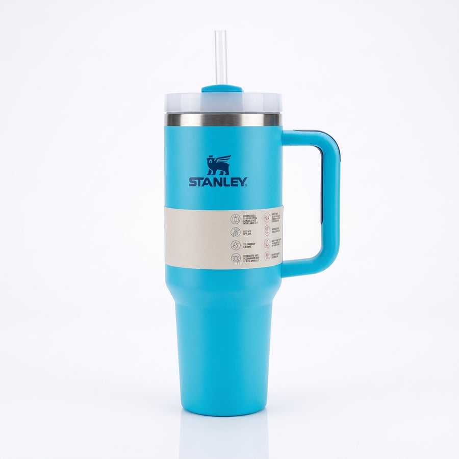 Insulated Tumbler with Handle & Plastic Straw