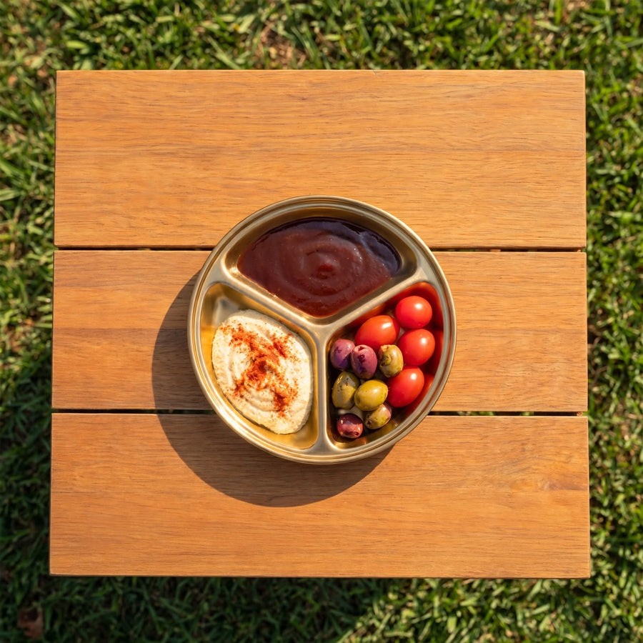 Gold Stainless Steel Divided Serving Plate
