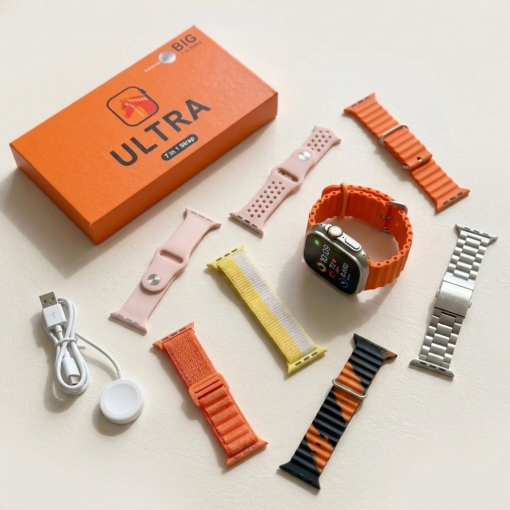 Ultra Smartwatch – 2.01" Infinite Display with 7-in-1 Strap Set