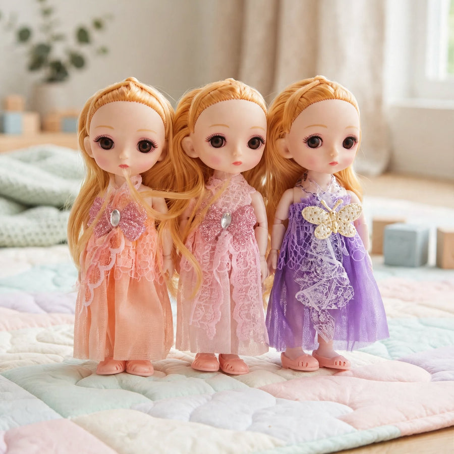 Lovely Doll Set – 3 Fashion Dolls with Lace Dresses