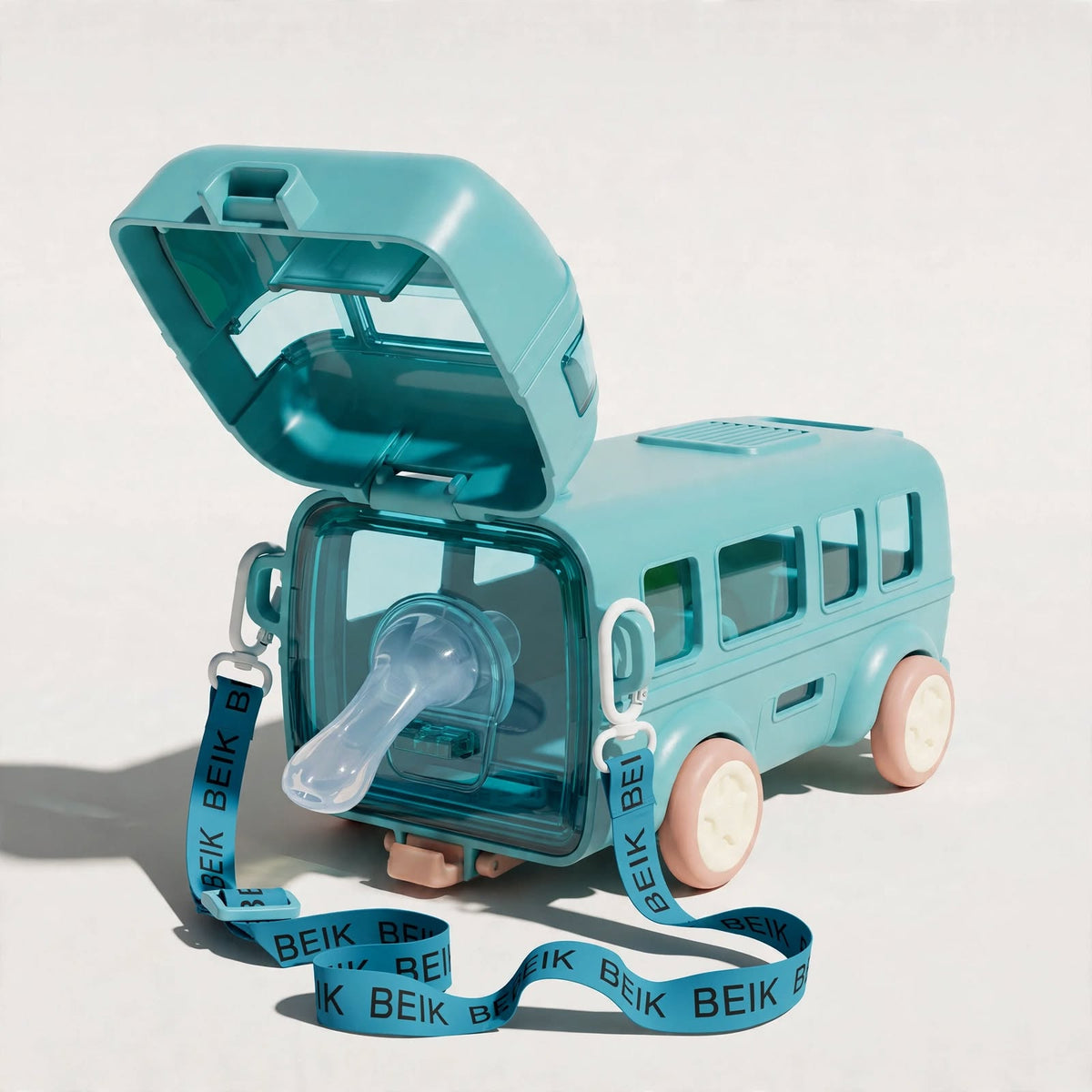 Cute Kids Bus Shape Water Bottle with Adjustable Strap