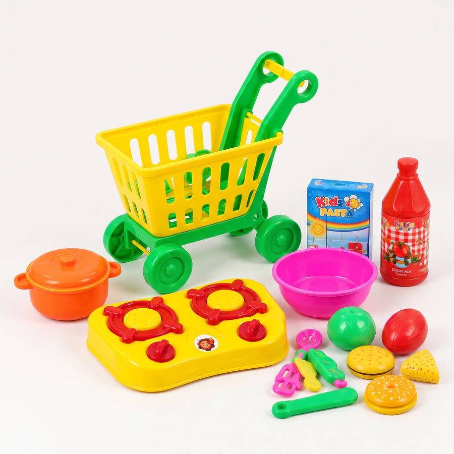 Shopping Cart Play Set – Kids Kitchen &amp; Grocery Toy (Play At Home) ( Small Size )