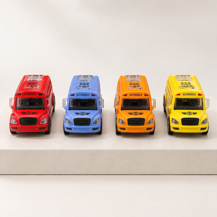 Single Automobile Toy Bus – Friction Push Bus (Assorted Colors)