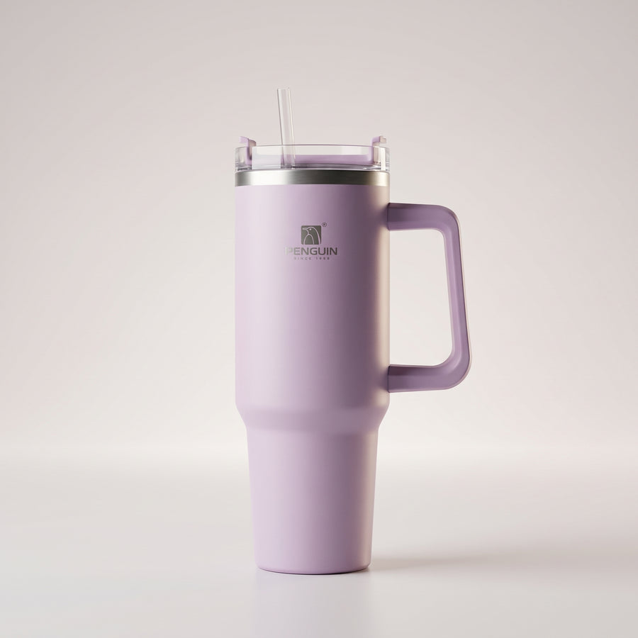 PENGUIN Vacuum Flask Tumbler with Handle & Straw