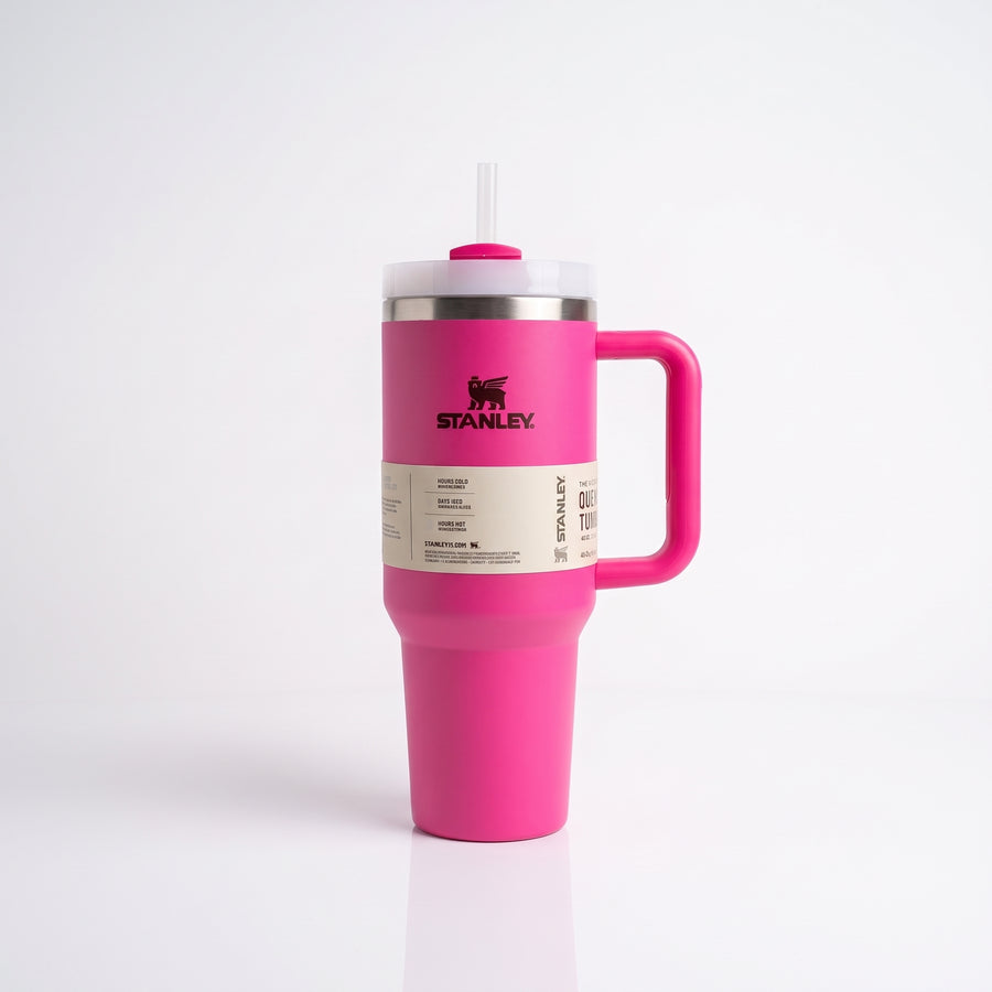Insulated Tumbler with Handle & Plastic Straw