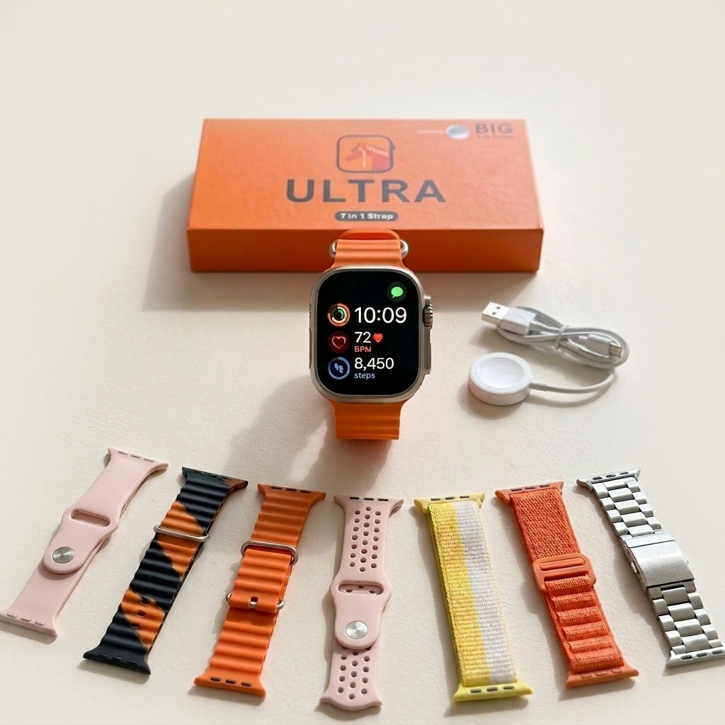Ultra Smartwatch – 2.01" Infinite Display with 7-in-1 Strap Set