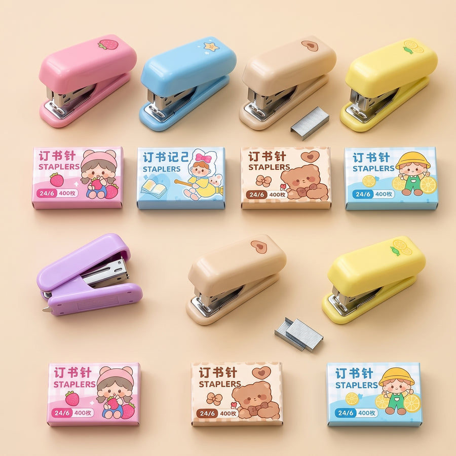 Mini Stapler Set with Staples – Cute Kawaii Design