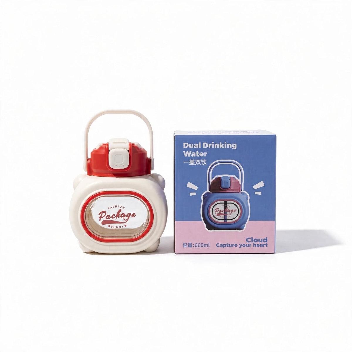 "Fashion Package Funny" Bear-Shaped Dual Drinking Water Bottle – 660ml